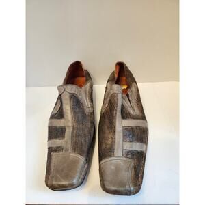 Robert Wayne Slip On Shoes Men's Size 13 Black Brown Vintage Loafers‎ Square Toe